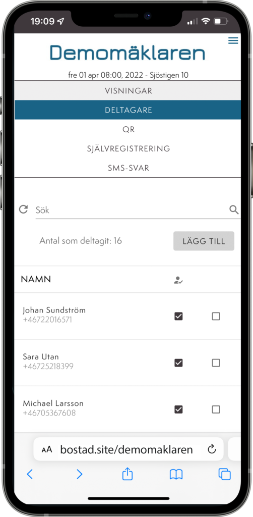 Visningsassistent Deltagare